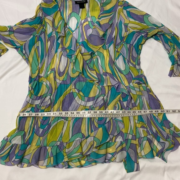 ASHLEY STEWART WOMEN’S SWIRL,PRINTED,PLEATED,WRAPPED,CHIFFON TOP. SIZE-16 - Picture 6 of 12